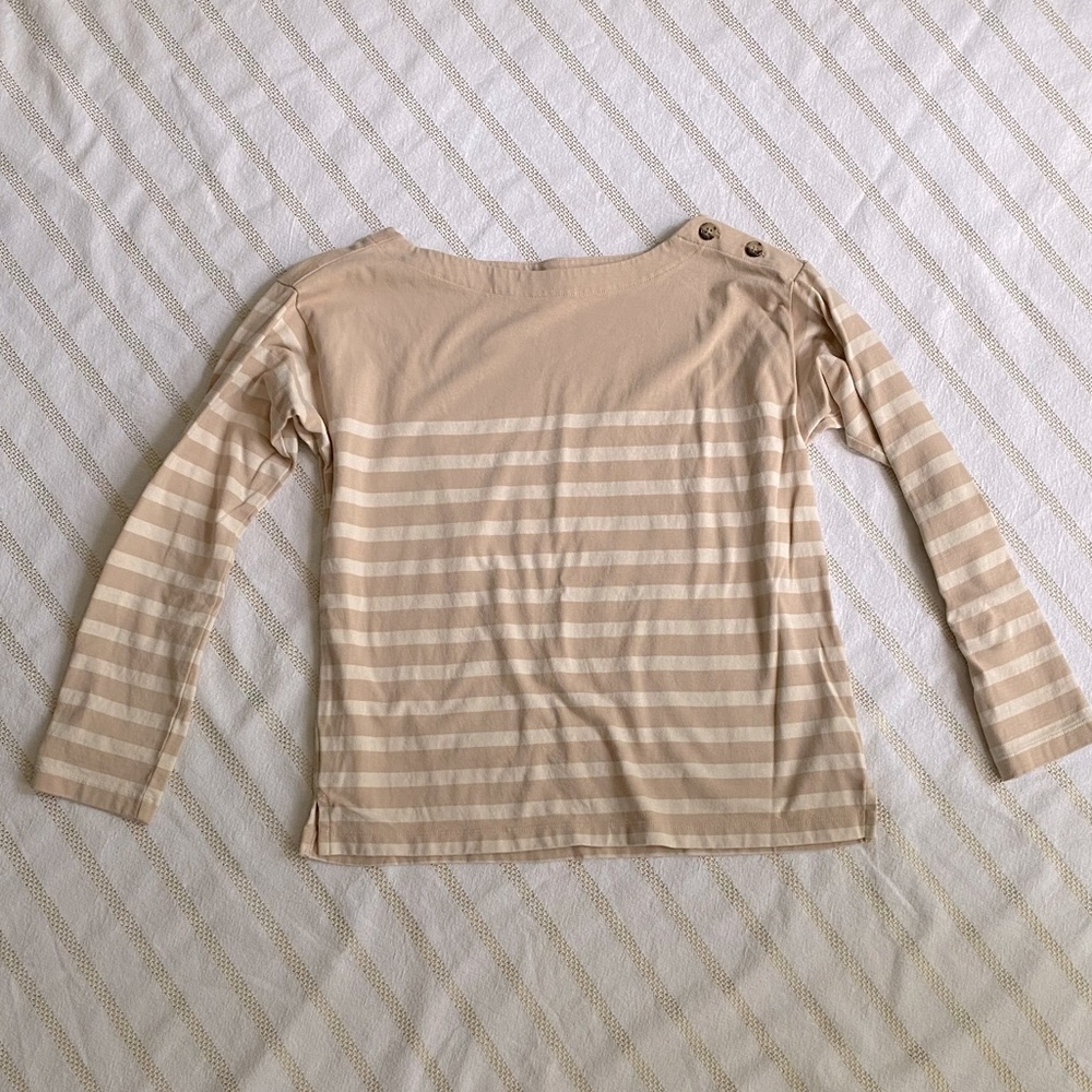 J Crew Tan Boatneck striped Tee